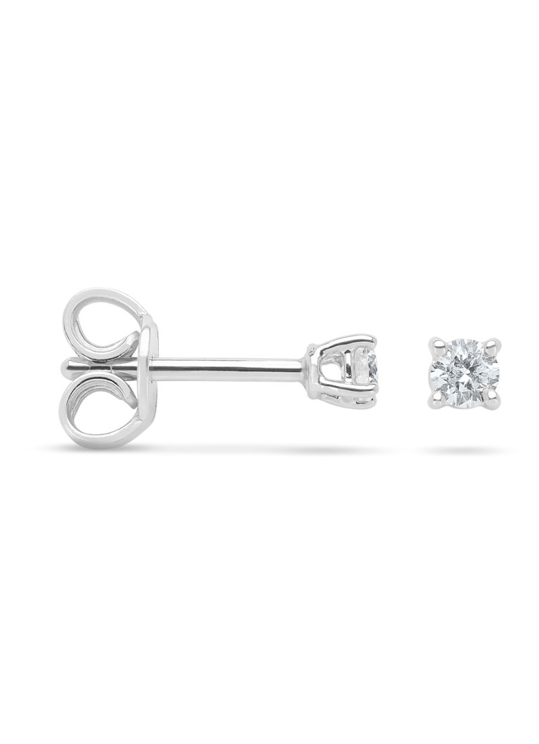 Diamond Point Dames Witgouden solitair groeibriljant oorstekers, 0.12 ct. 0.12 ct diamant Groeibriljant in de kleur Witgoud