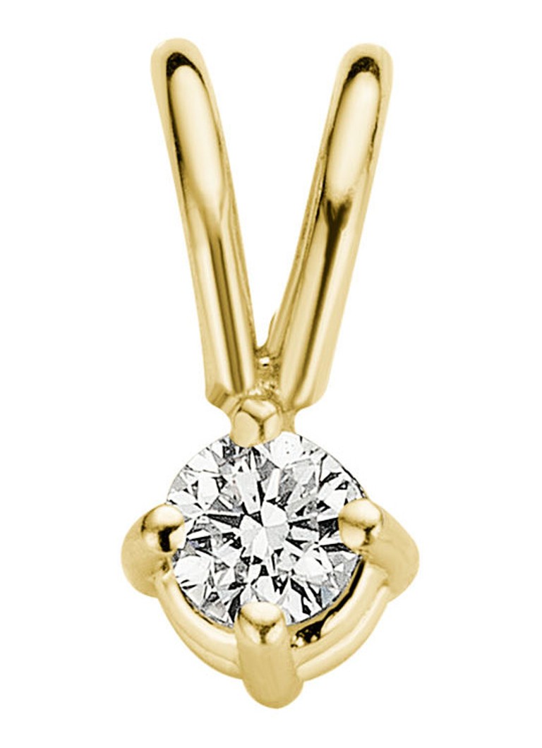 Diamond Point Dames Geelgouden solitair groeibriljant hanger, 0.04 ct. 0.04 ct diamant Groeibriljant in de kleur Goud