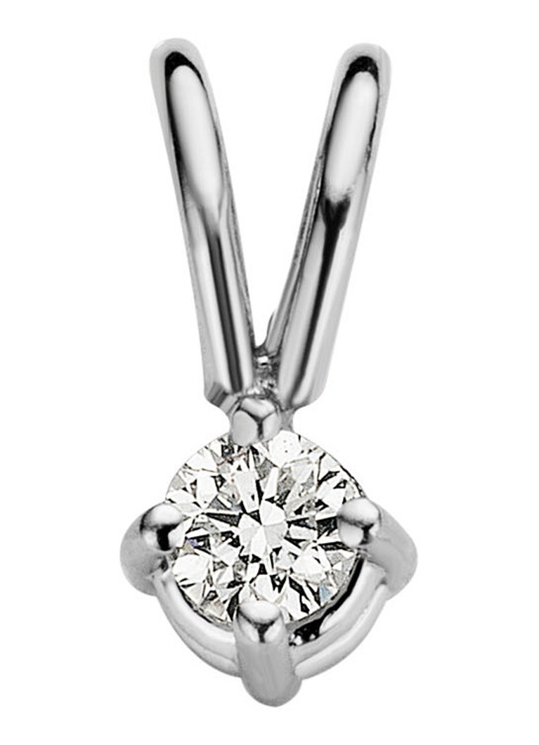 Diamond Point Dames Witgouden solitair groeibriljant hanger, 0.04 ct. 0.04 ct diamant Groeibriljant in de kleur Witgoud