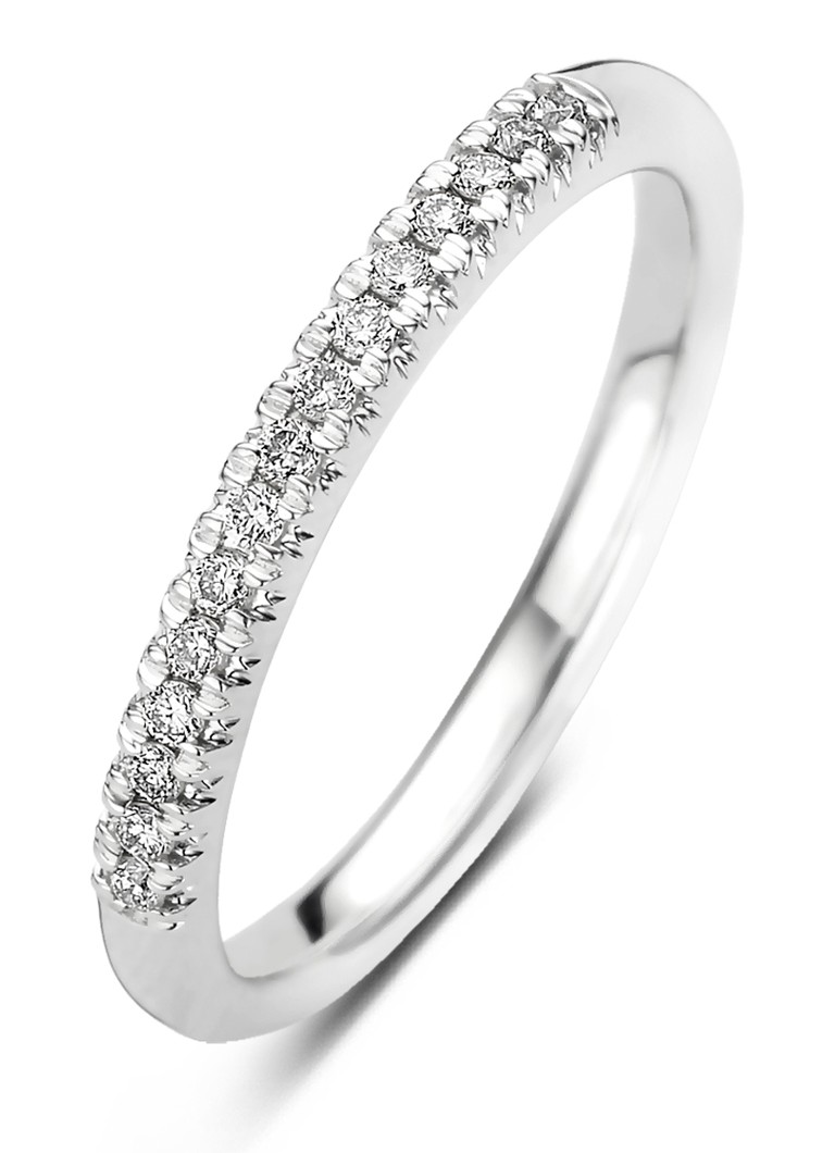 Diamond Point Dames Ring van 14 karaat witgoud met 0.14 ct diamant Ensemble in de kleur Witgoud