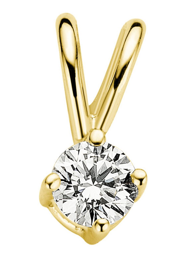 Diamond Point Dames Geelgouden solitair groeibriljant hanger, 0.09 ct. 0.09 ct diamant Groeibriljant in de kleur Geelgoud