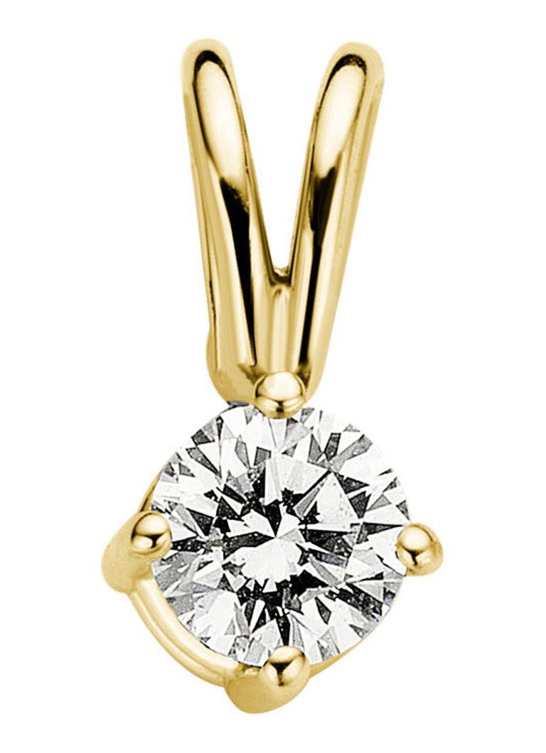 Diamond Point Dames Geelgouden solitair groeibriljant hanger, 0.13 ct. 0.13 ct diamant Groeibriljant in de kleur Geelgoud
