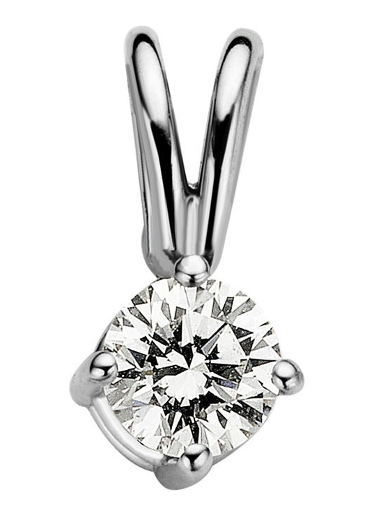 Diamond Point Dames Witgouden solitair groeibriljant hanger, 0.13 ct. 0.13 ct diamant Groeibriljant in de kleur Witgoud