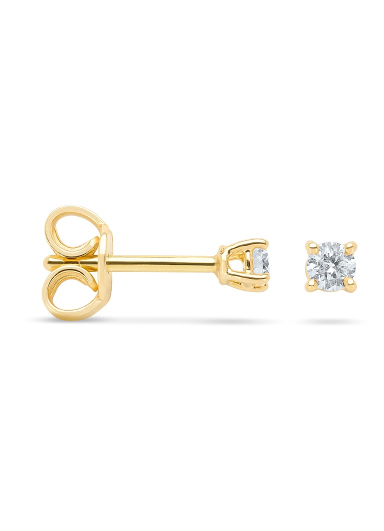 Diamond Point Dames Geelgouden solitair groeibriljant oorstekers, 0.12 ct. 0.12 ct diamant Groeibriljant in de kleur Goud