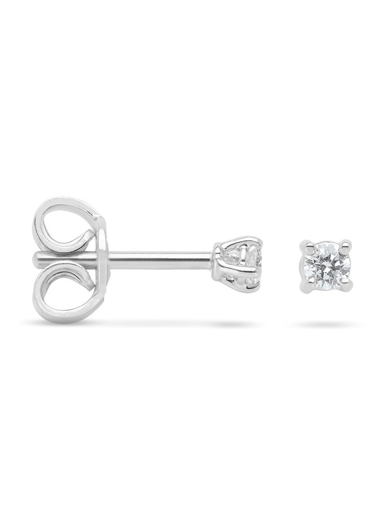 Diamond Point Dames Witgouden solitair groeibriljant oorstekers, 0.08 ct. 0.08 ct diamant Groeibriljant in de kleur Witgoud
