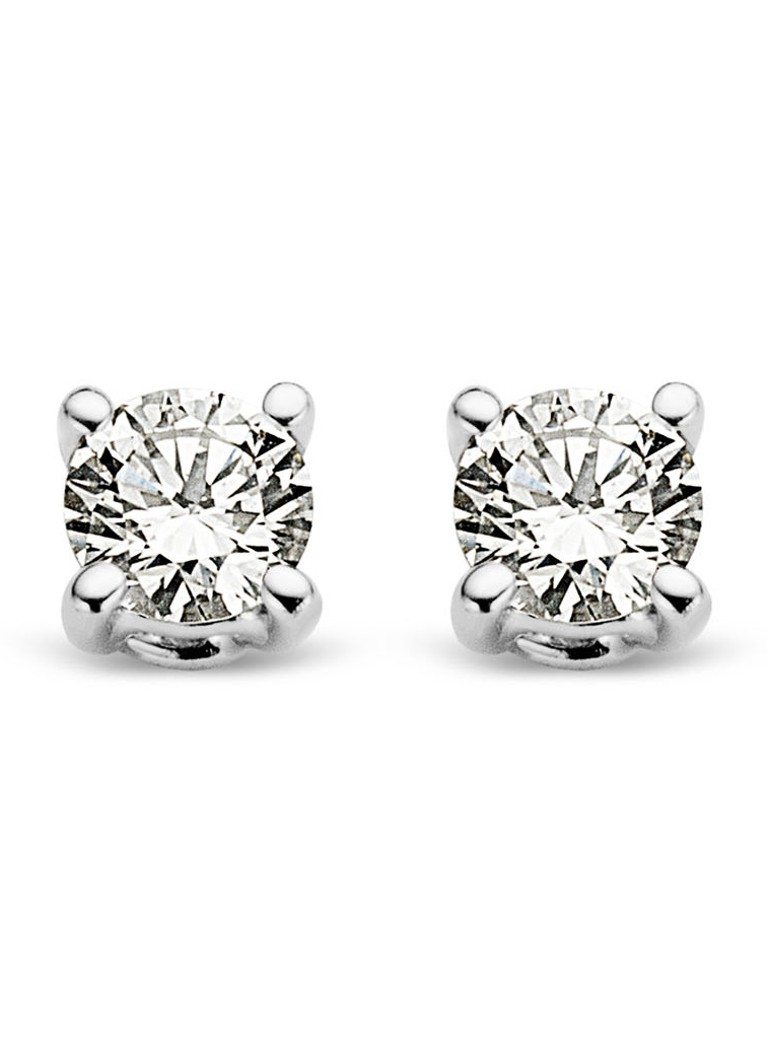Diamond Point Dames Witgouden solitair groeibriljant oorstekers, 0.10 ct. 0.10 ct diamant Groeibriljant in de kleur Witgoud