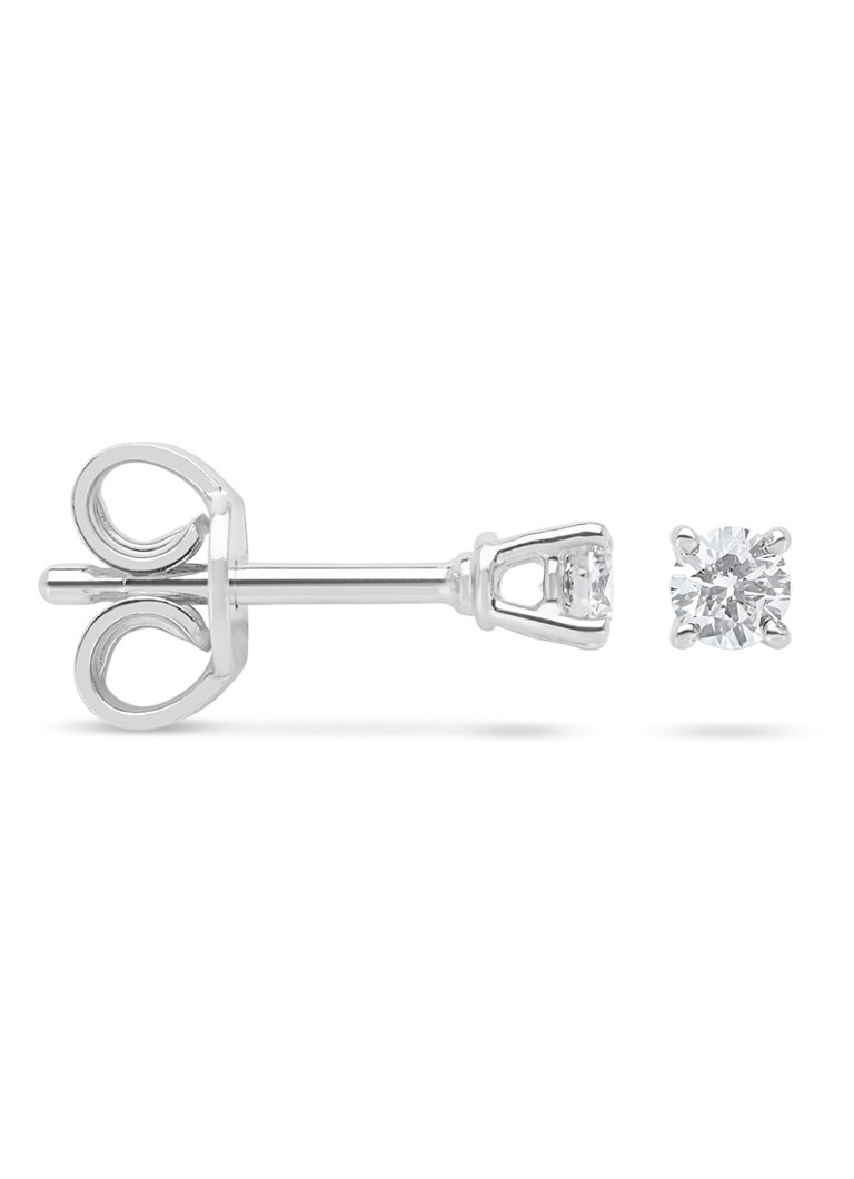 Diamond Point Dames Witgouden solitair groeibriljant oorstekers, 0.14 ct. 0.14 ct diamant Groeibriljant in de kleur Witgoud