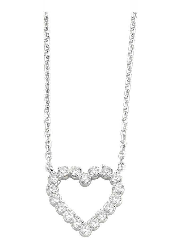 Diamond Point Dames Witgouden collier 0.25 ct diamant Hearts & Arrows in de kleur Witgoud
