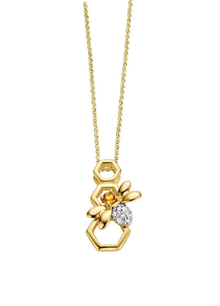 Diamond Point Dames Geelgouden hanger 0.03 ct citrien Queen Bee in de kleur Geelgoud