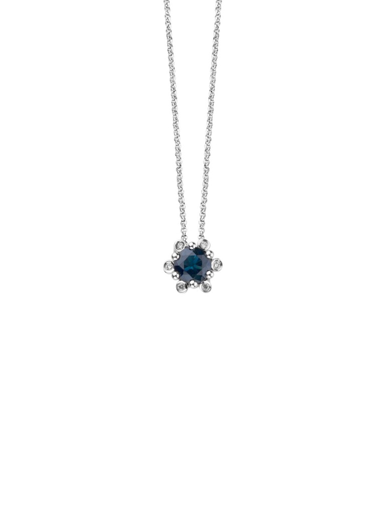Diamond Point Dames Witgouden hanger 0.47 ct blauwe saffier Empress in de kleur Witgoud