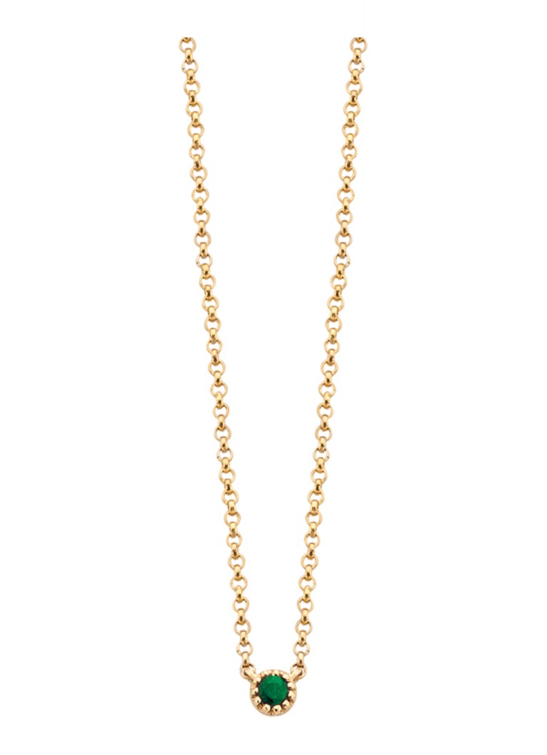Diamond Point Dames Geelgouden collier 0.04 ct smaragd Joy in de kleur Goud