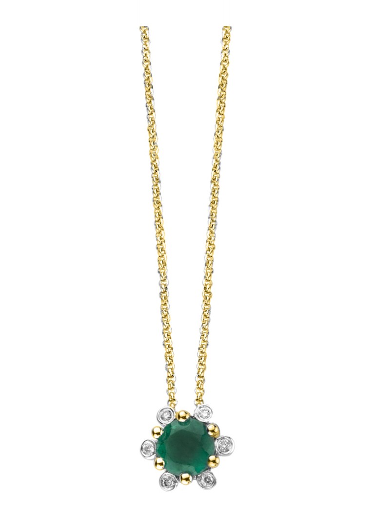 Diamond Point Dames Geelgouden hanger, 0.35 ct smaragd, Empress in de kleur Goud