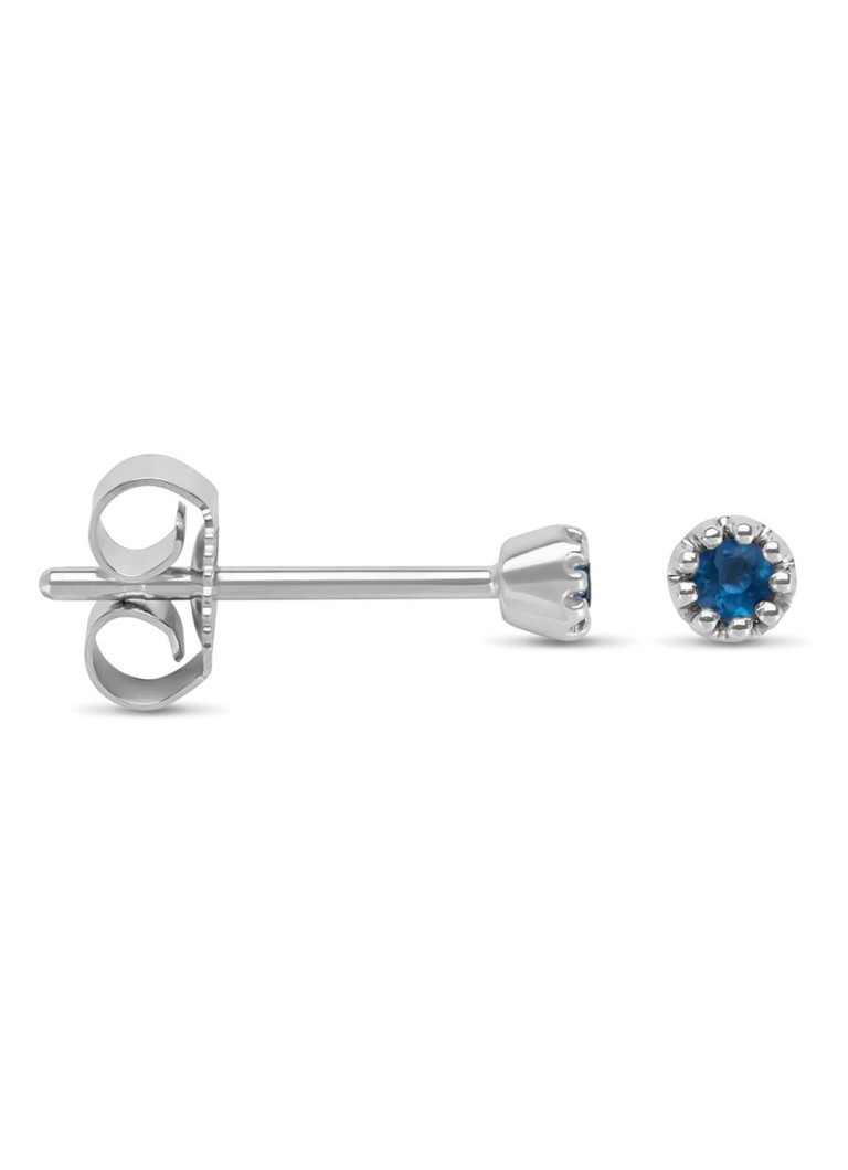 Diamond Point Dames Witgouden oorsieraden 0.10 ct blauwe saffier Joy in de kleur Blauw