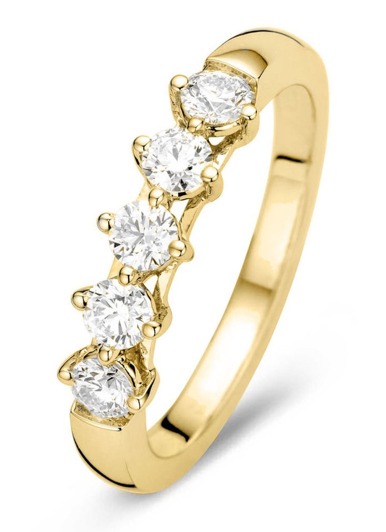 Diamond Point Dames Geelgouden ring, 0.50 ct diamant, Hearts & Arrows in de kleur Geelgoud