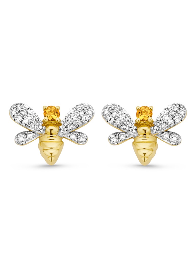 Diamond Point Dames Geelgouden oorsieraden 0.07 ct citrien Queen Bee in de kleur Geelgoud