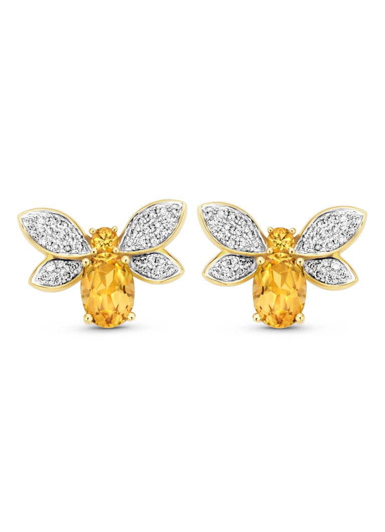 Diamond Point Dames Geelgouden oorsieraden 1.55 ct citrien Queen Bee in de kleur Geelgoud