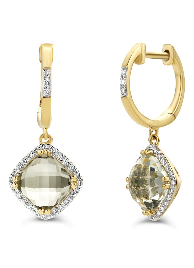Diamond Point Dames Geelgouden oorsieraden 3.26 ct groene amethist Fiësta in de kleur Geelgoud