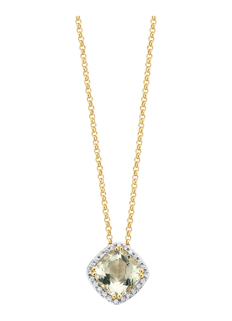 Diamond Point Dames Geelgouden hanger 1.61 ct groene amethist Fiësta in de kleur Geelgoud