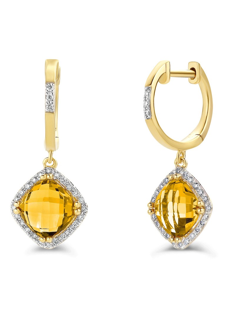 Diamond Point Dames Geelgouden oorsieraden 3.06 ct citrien Fiësta in de kleur Geelgoud