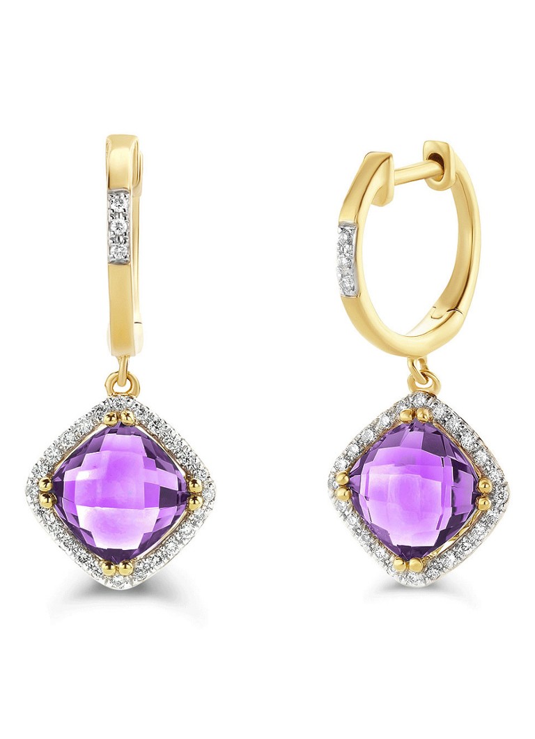 Diamond Point Dames Geelgouden oorsieraden 3.01 ct amethist Fiësta in de kleur Paars