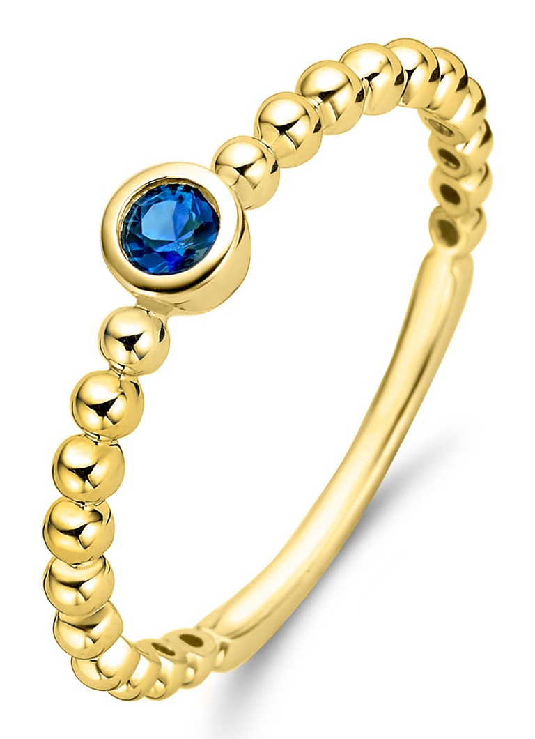 Diamond Point Dames Geelgouden ring 0.12 ct blauwe saffier Ensemble in de kleur Geelgoud