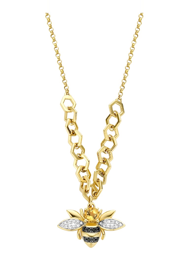Diamond Point Dames Geelgouden collier 0.18 ct citrien Queen Bee in de kleur Geelgoud