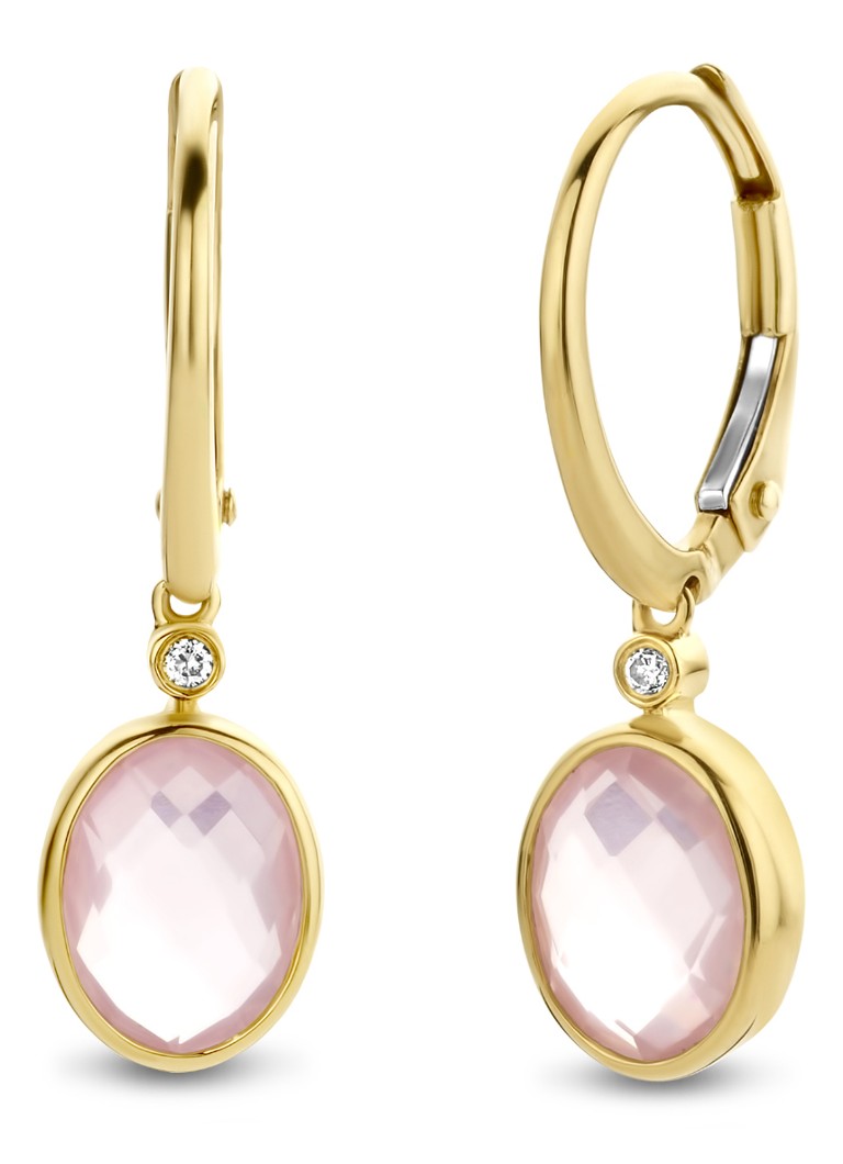 Diamond Point Dames Geelgouden oorsieraden 2.38 ct roze kwarts Philosophy in de kleur Geelgoud