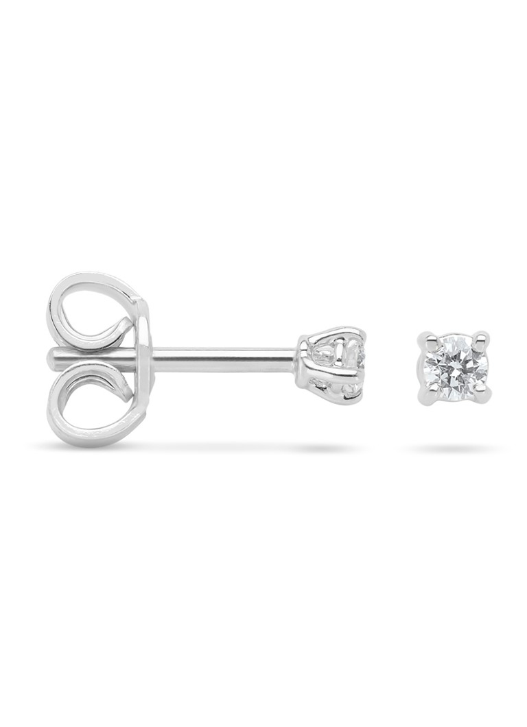 Diamond Point Dames Witgouden solitair groeibriljant oorstekers, 0.04 ct. 0.04 ct diamant Groeibriljant in de kleur Witgoud