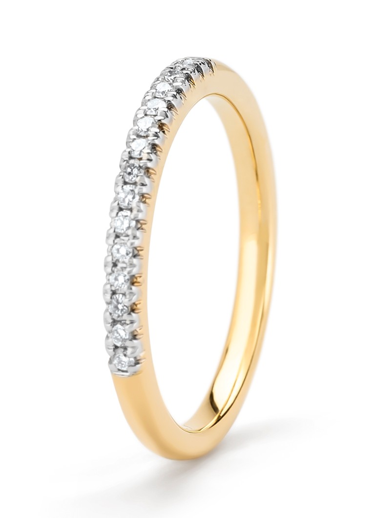 Diamond Point Dames Ring van 14 karaat geelgoud met 0.14 ct diamant Ensemble in de kleur Goud