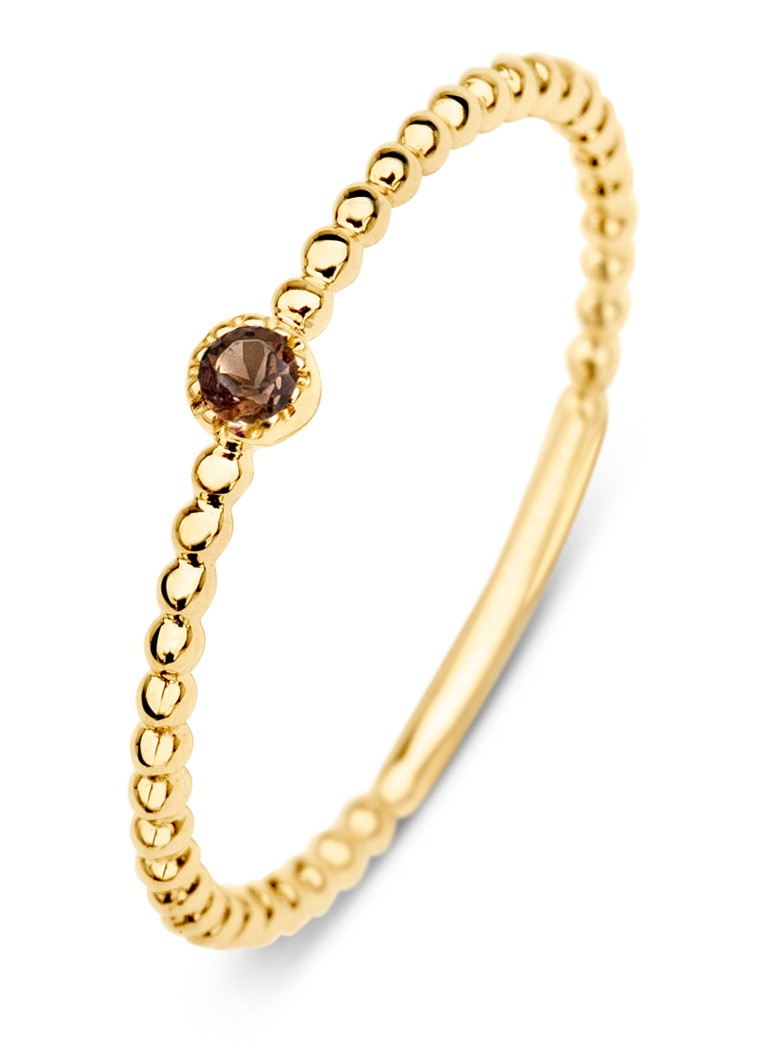Diamond Point Dames Geelgouden ring 0.04 ct rookkwarts Joy in de kleur Geelgoud
