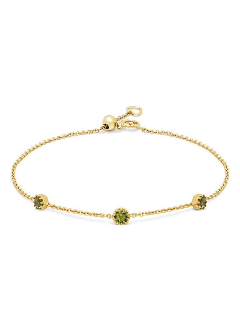 Diamond Point Dames Geelgouden armband, 0.32 ct groene tourmalijn, Joy in de kleur Geelgoud