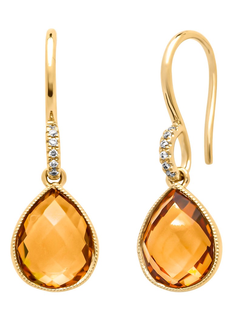Diamond Point Dames Geelgouden oorsieraden, 3.54 ct citrien, Philosophy in de kleur Geelgoud