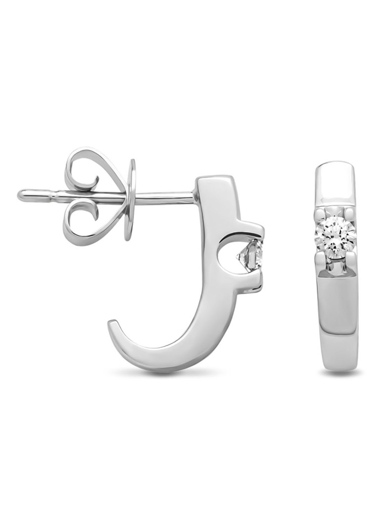 Diamond Point Dames Witgouden solitair oorstekers, 0.16 ct diamant, Groeibriljant in de kleur Witgoud