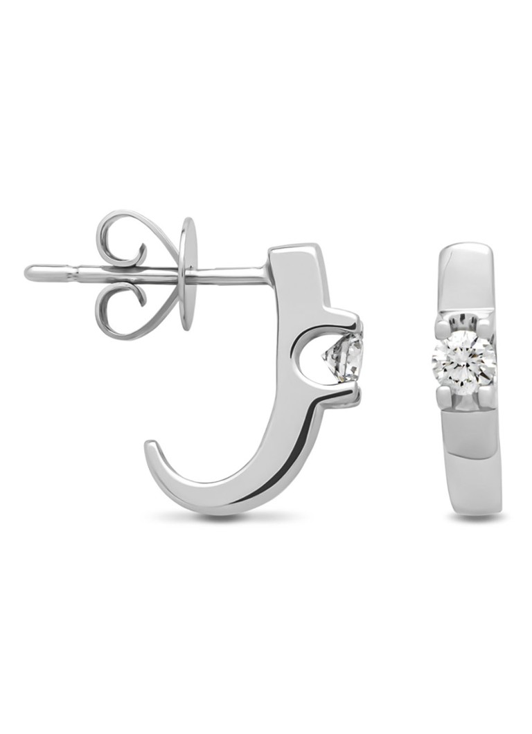Diamond Point Dames Witgouden solitair oorstekers, 0.22 ct diamant, Groeibriljant in de kleur Witgoud