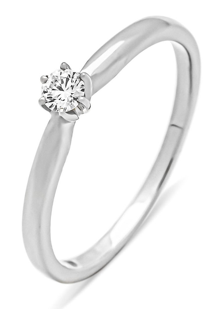 Diamond Point Dames Witgouden ring, 0.10 ct diamant, Hearts & Arrows in de kleur Witgoud