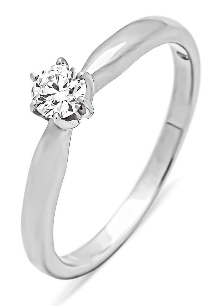 Diamond Point Dames Witgouden ring, 0.20 ct diamant, Hearts & Arrows in de kleur Witgoud