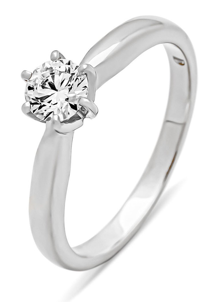 Diamond Point Dames Witgouden ring, 0.40 ct diamant, Hearts & Arrows in de kleur Witgoud