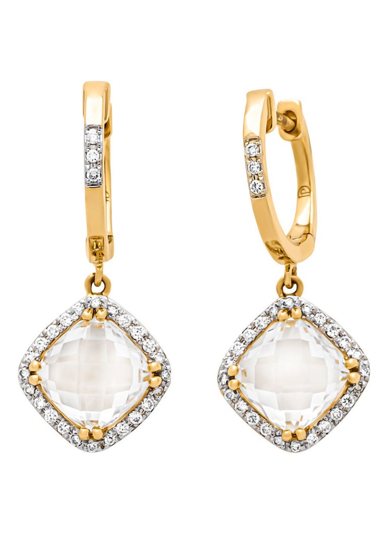 Diamond Point Dames Geelgouden oorsieraden, 3.88 ct witte topaas, Fiësta in de kleur Geelgoud