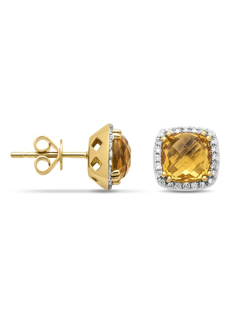 Diamond Point Dames Geelgouden oorsieraden, 3.32 ct citrien, Fiësta in de kleur Geelgoud