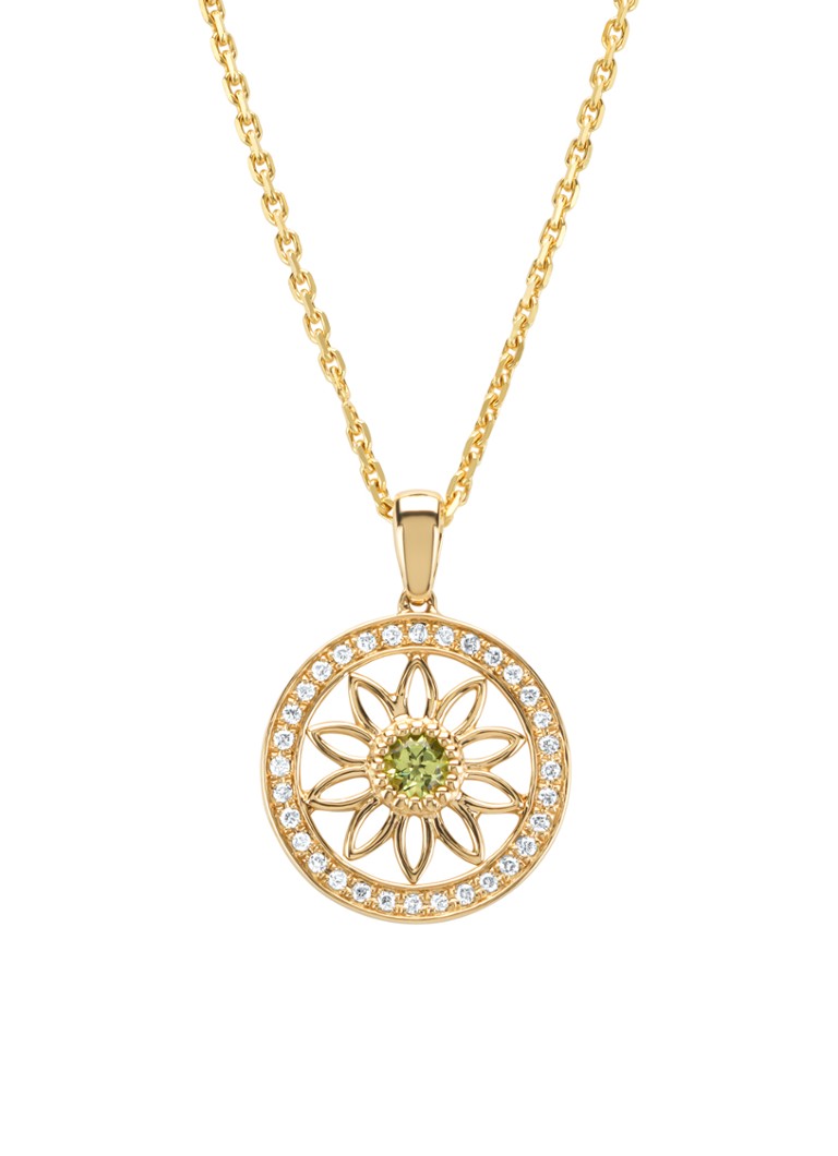 Diamond Point Dames Geelgouden hanger, 0.11 ct peridoot, Birthstones in de kleur Geelgoud