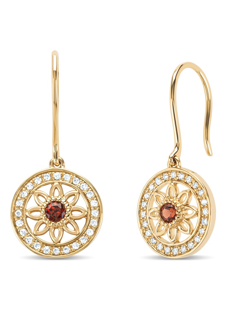 Diamond Point Dames Geelgouden oorsieraden, 0.17 ct granaat, Birthstones in de kleur Geelgoud