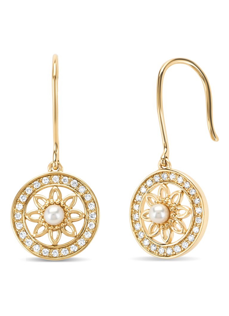 Diamond Point Dames Geelgouden oorsieraden, 0.14 ct diamant, Birthstones in de kleur Geelgoud