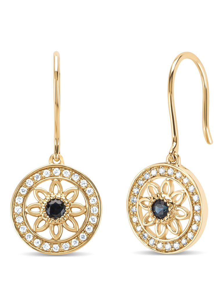 Diamond Point Dames Geelgouden oorsieraden, 0.17 ct saffier, Birthstones in de kleur Geelgoud