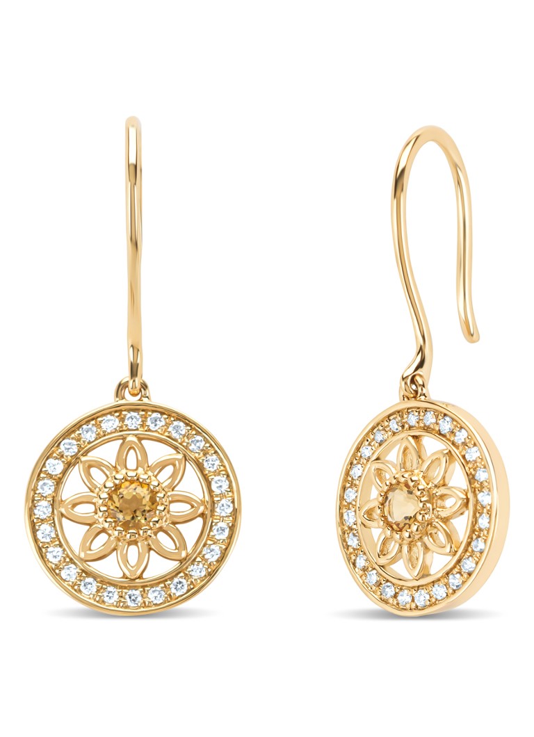 Diamond Point Dames Geelgouden oorsieraden, 0.13 ct citrien, Birthstones in de kleur Geelgoud