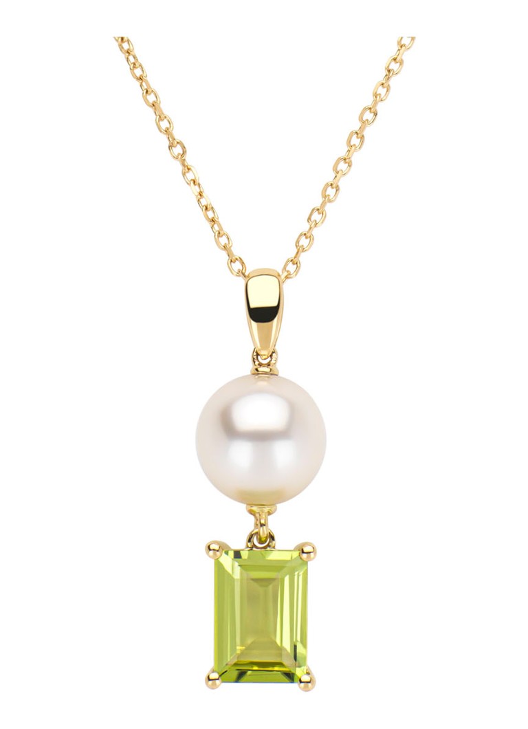 Diamond Point Dames Geelgouden hanger, 0.90 ct peridoot, Rivièra in de kleur Geelgoud