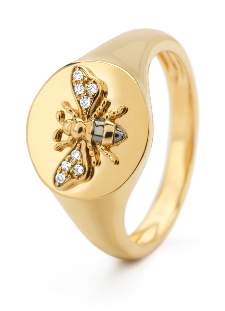 Diamond Point Dames Geelgouden ring, 0.03 ct diamant, Queen Bee in de kleur Geelgoud