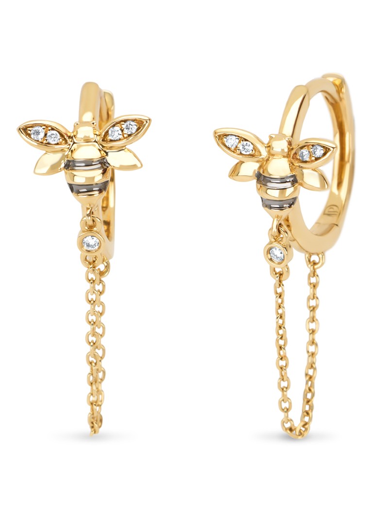Diamond Point Dames Geelgouden oorsieraden, 0.03 ct diamant, Queen Bee in de kleur Geelgoud
