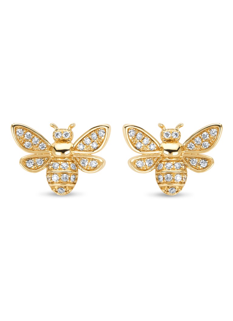Diamond Point Dames Geelgouden oorsieraden, 0.22 ct diamant, Queen Bee in de kleur Geelgoud