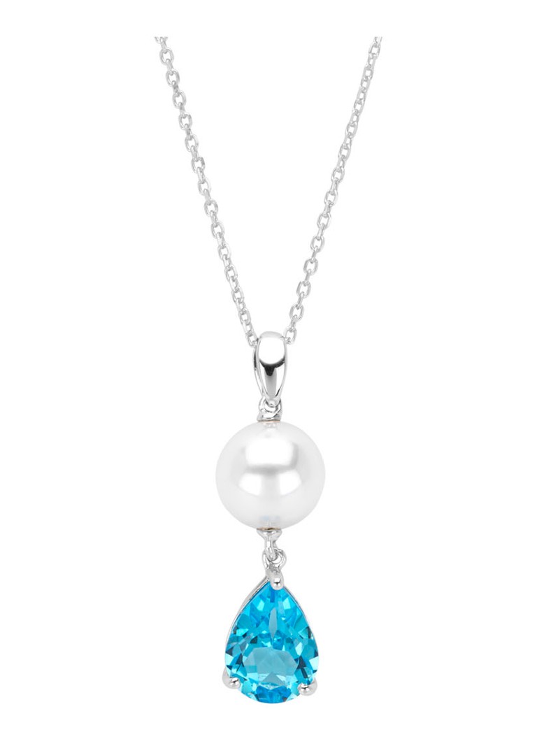 Diamond Point Dames Witgouden hanger, 1.19 ct topaas, Rivièra in de kleur Witgoud