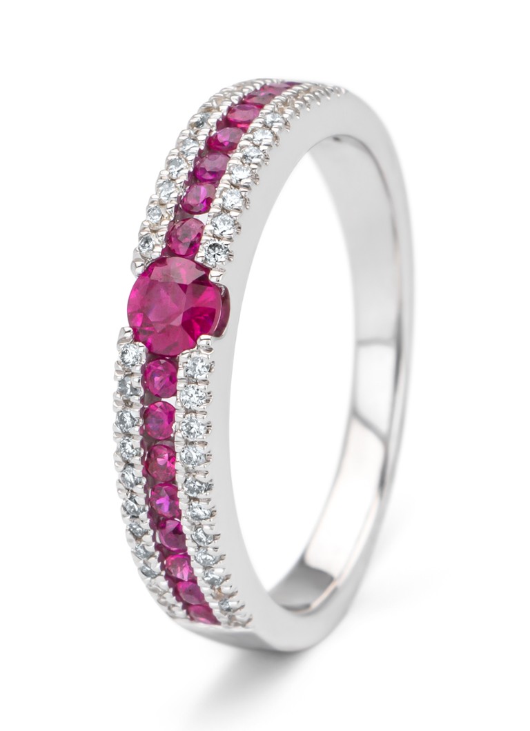 Diamond Point Dames Witgouden ring, 0.38 ct robijn, Majestic in de kleur Witgoud